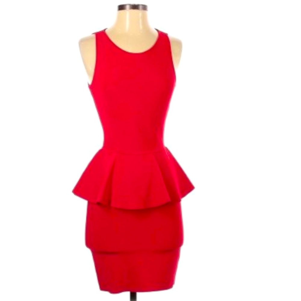 BCBGMaxAzria Red Dress with Peplum